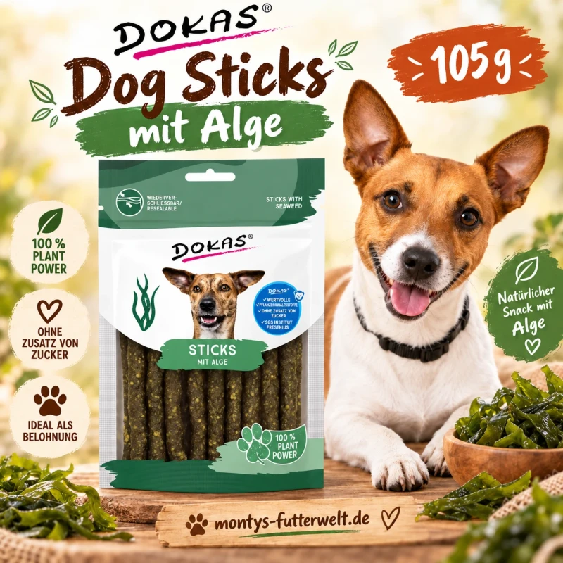 6x 105 gr Dokas Dog Sticks mit Alge