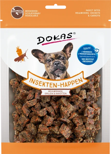 10x 100 gr Dokas Insekten-Happen - Mehlwurm, Grille, Karotte