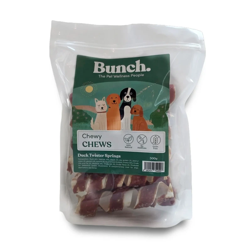Bunch 500 gr Rinderhaut mit Entenfleisch - 100% Natur Hundesnack Bunch 500 gr Rinderhaut mit Entenfleisch - 100% Natur Hundesnack