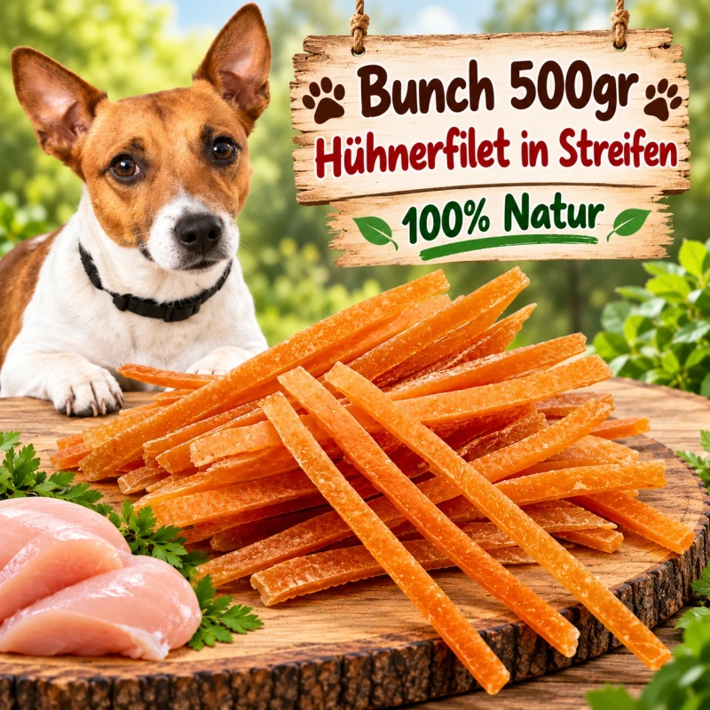 Bunch Hühnerbrustfilet in Streifen 500 gr - 100% Natur Hundesnack Bunch Hühnerbrustfilet in Streifen 500 gr - 100% Natur Hundesnack