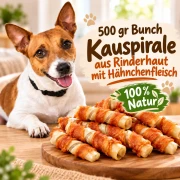 Bunch Kauspirale aus Rinderhaut mit Hähnchenfleisch 500gr - 100% Natur Hundesnack