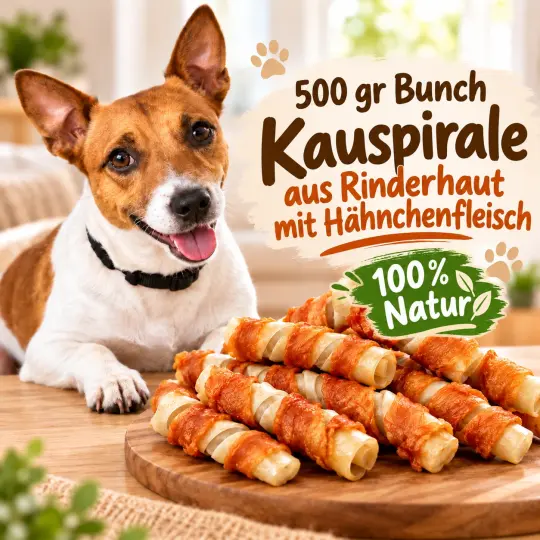 Bunch Kauspirale aus Rinderhaut mit Hähnchenfleisch 500gr - 100% Natur Hundesnack